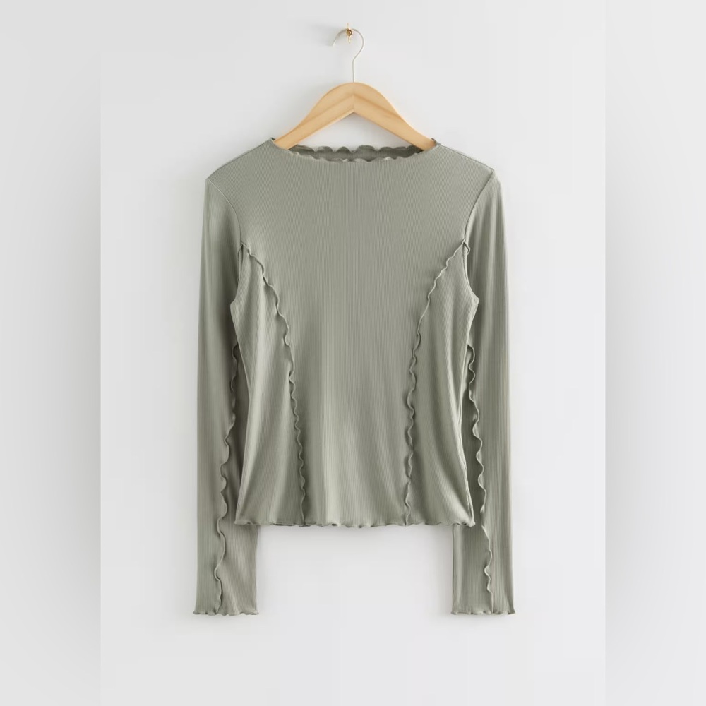 & Other Stories Fitted Frill Edge Top - XS